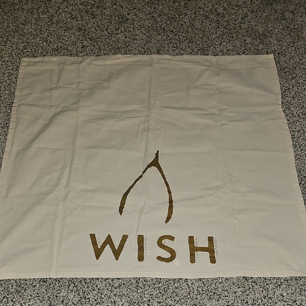 Threshold Beige Fabric Tea Towel with Gold Wish Bone Accent